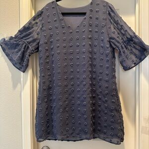 Elegant Blue Textured Women's Dress